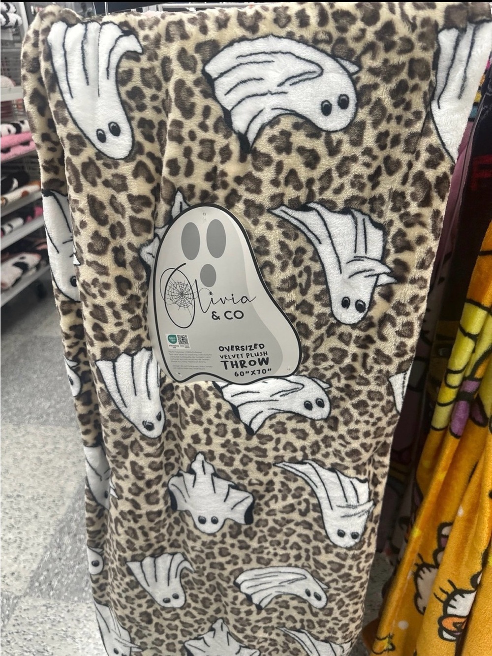 Brown Leopard Ghost Plush Throw Blanket